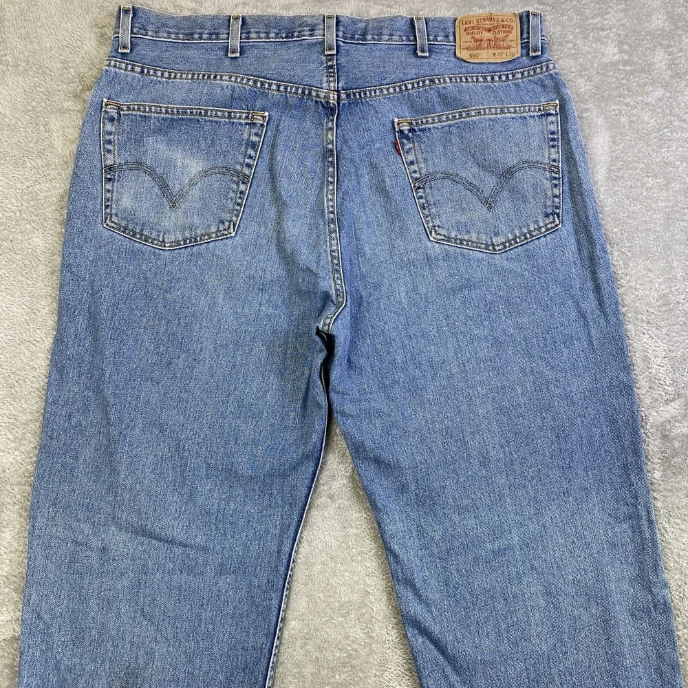 Levis 550 Jeans Men 42x36 Blue Relaxed Fit Tapered 100% Cotton Distressed y2k